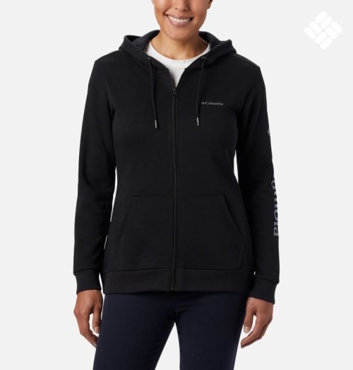 Women's Columbia Logo Full Zip Hoodie Black | CA-YL013