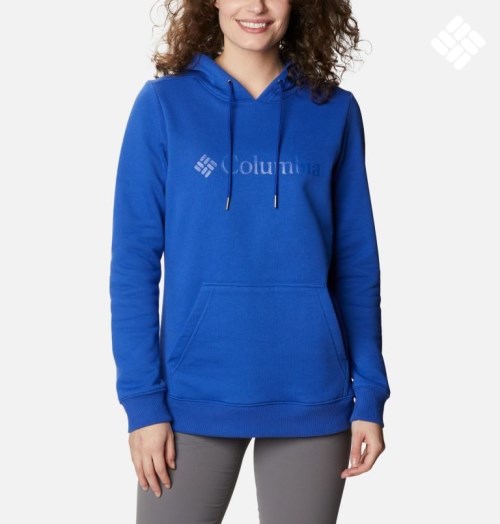 Women's Columbia Logo Hoodie Blue | CA-M03L1