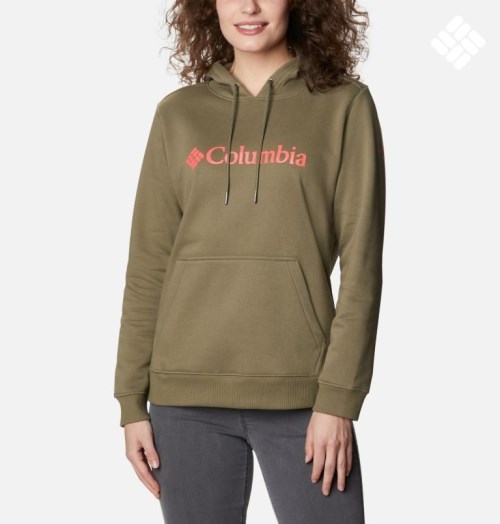 Women's Columbia Logo Hoodie Olive | CA-UAL35