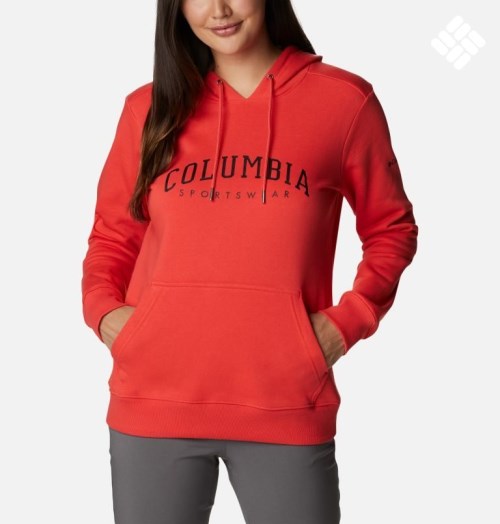 Women's Columbia Logo Hoodie Red | CA-Y4658