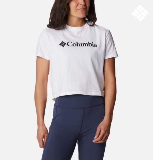 Women's Columbia North Cascades Cropped T Shirts White | CA-HC815