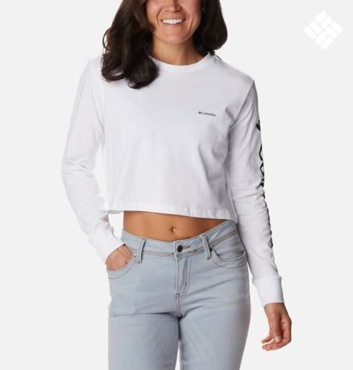 Women's Columbia North Cascades Long Sleeve Cropped Sweatshirts White | CA-KL451