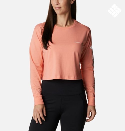 Women's Columbia North Cascades Long Sleeve Cropped Sweatshirts Coral | CA-L03C1