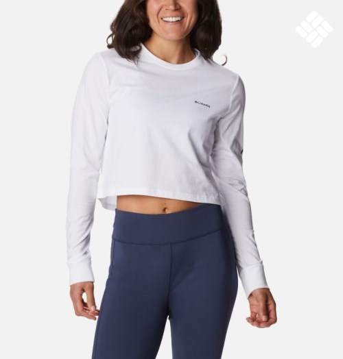 Women's Columbia North Cascades Long Sleeve Cropped Sweatshirts White | CA-Y0A54