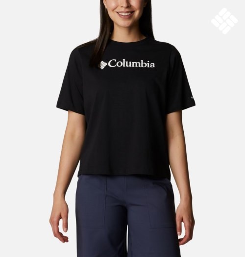 Women's Columbia North Cascades Relaxed T Shirts Black | CA-TC08A