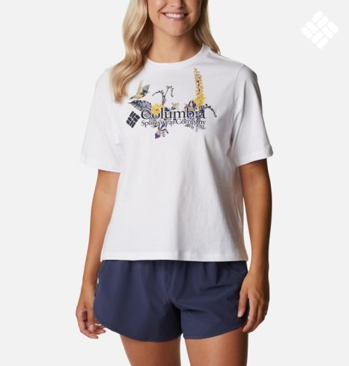 Women's Columbia North Cascades Relaxed T Shirts White | CA-U6845