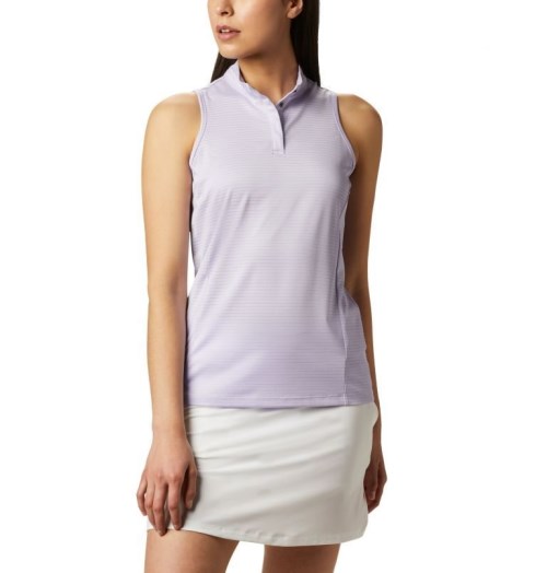 Women's Columbia Omni-Wick Hole High Sleeveless Polo Shirts Lavender | CA-J0358