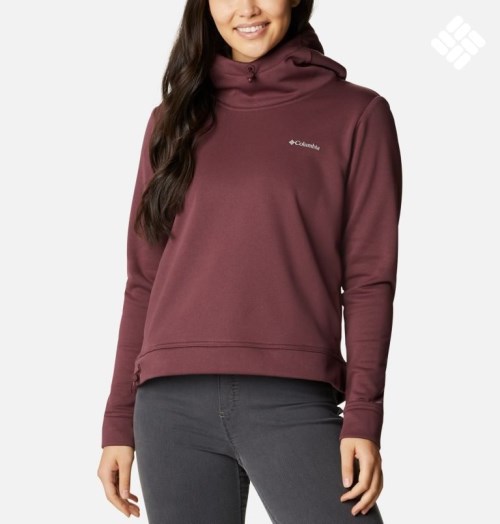 Women's Columbia Out-Shield Dry Fleece Hoodie Maroon | CA-B8601