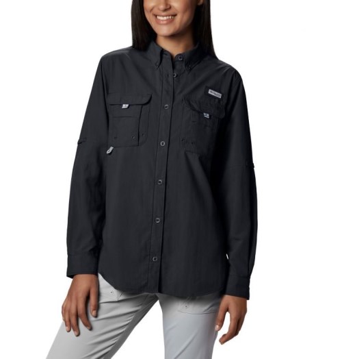 Women's Columbia PFG Bahama Long Sleeve Shirts Black | CA-O5648