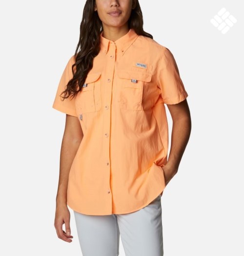 Women's Columbia PFG Bahama Short Sleeve Shirts Orange | CA-K5481