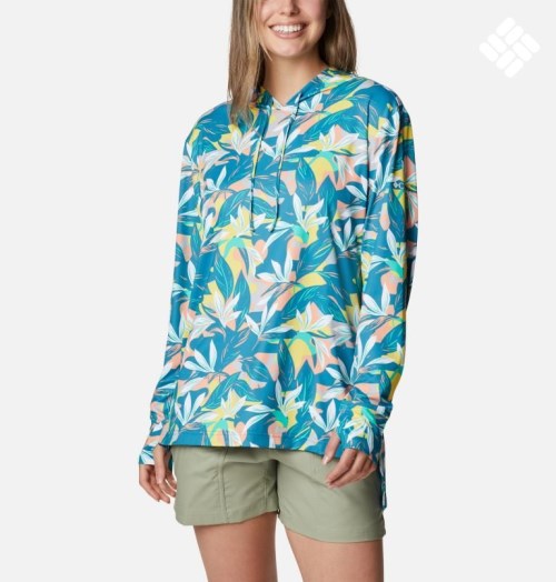 Women's Columbia PFG Freezer Cover Up II Hoodie Turquoise | CA-C35C8