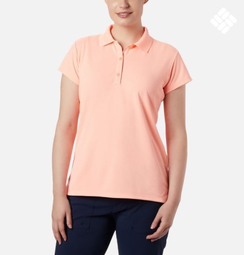 Women's Columbia PFG Innisfree Short Sleeve Polo Shirts Pink | CA-H318C