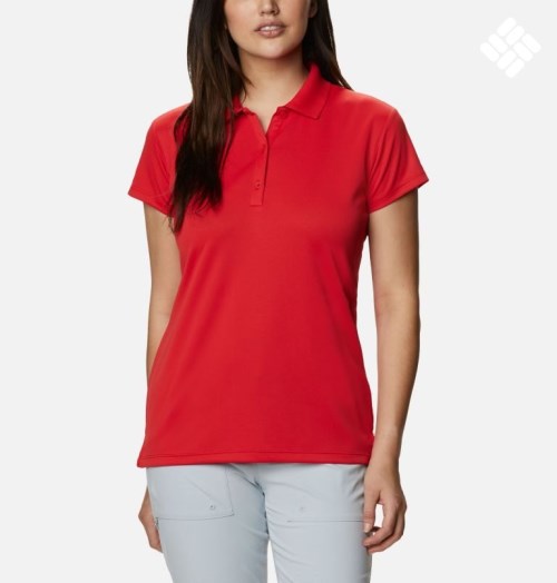 Women's Columbia PFG Innisfree Short Sleeve Polo Shirts Red | CA-O34C5