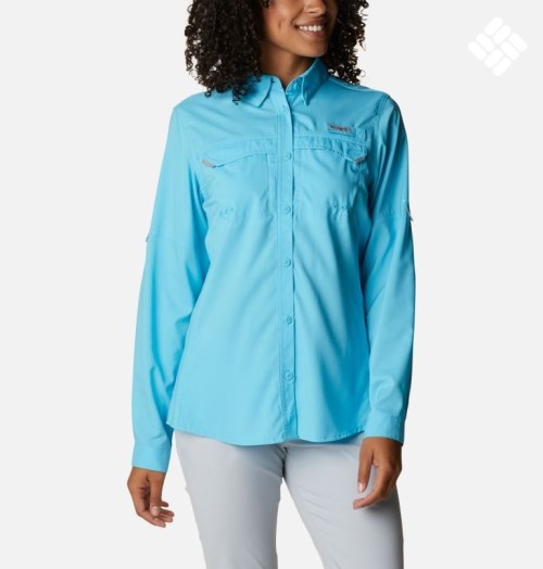 Women's Columbia PFG Lo Drag Long Sleeve Shirts Turquoise | CA-WA61C