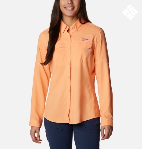 Women's Columbia PFG Lo Drag Long Sleeve Shirts Orange | CA-X5LC6