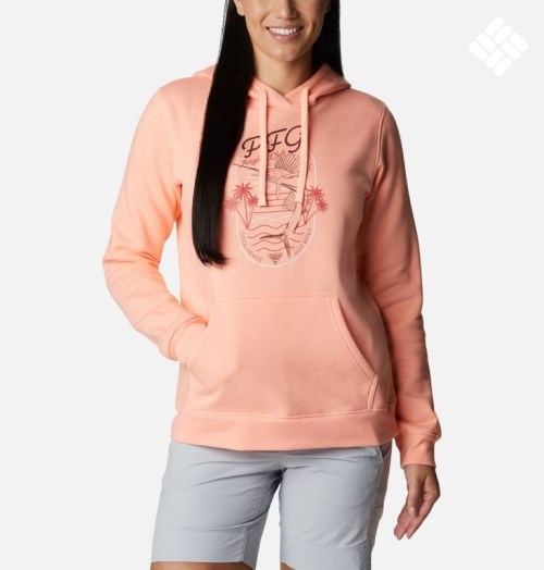 Women's Columbia PFG Slack Water Graphic Hoodie Coral | CA-G581C