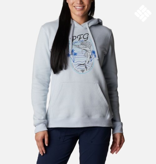 Women's Columbia PFG Slack Water Graphic Hoodie Light Grey | CA-R4803