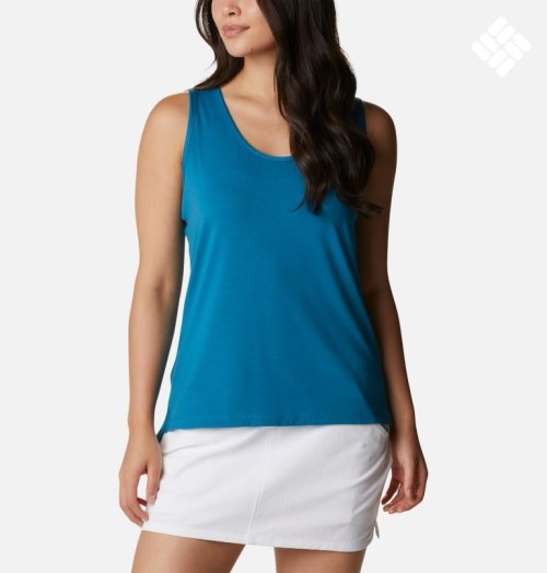 Women's Columbia PFG Slack Water Knit II Tanks Blue | CA-H6ALC