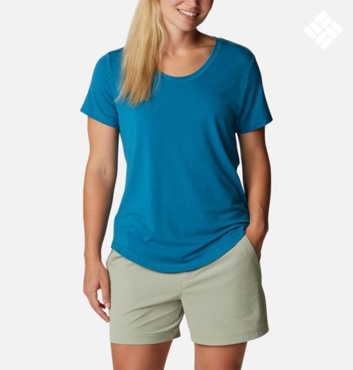 Women's Columbia PFG Slack Water Knit II T Shirts Blue | CA-J0815