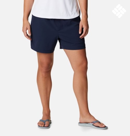 Women's Columbia PFG Slack Water Woven Shorts Navy | CA-S3A05