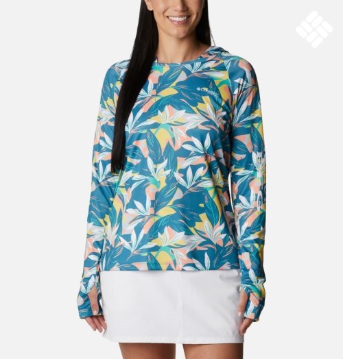 Women's Columbia PFG Super Tidal Tee Hoodie Flower | CA-MLC60