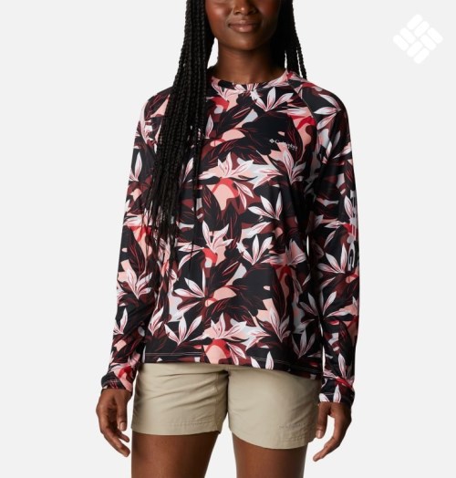 Women's Columbia PFG Super Tidal Tee Long Sleeve Sweatshirts Flower | CA-F06AC