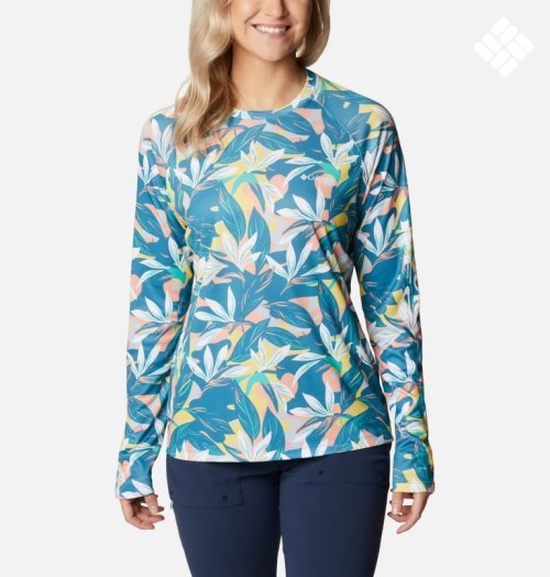 Women's Columbia PFG Super Tidal Tee Long Sleeve Sweatshirts Flower | CA-G4L51