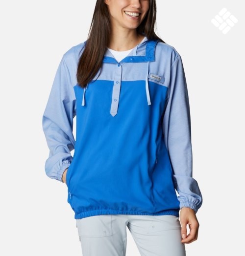 Women's Columbia PFG Tamiami Hoodie Blue | CA-Q3LC8