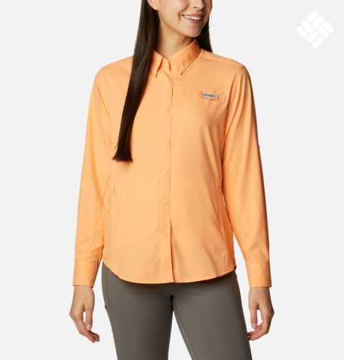 Women's Columbia PFG Tamiami II Long Sleeve Shirts Orange | CA-F1L85