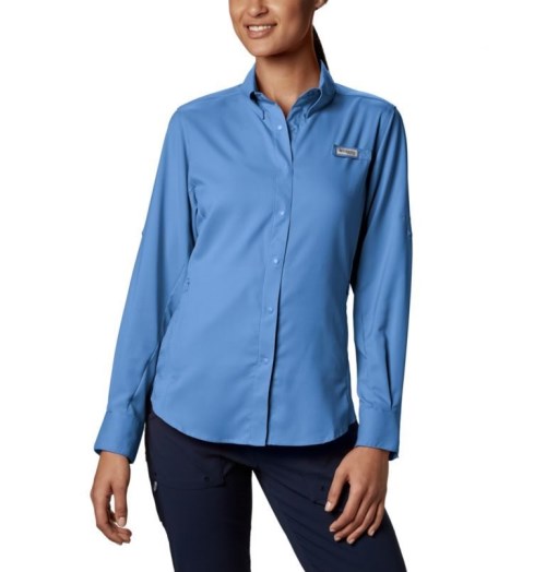 Women's Columbia PFG Tamiami II Long Sleeve Shirts Blue | CA-G3L84