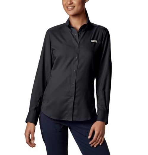 Women's Columbia PFG Tamiami II Long Sleeve Shirts Black | CA-K540A