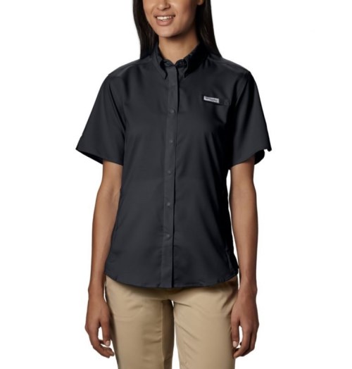 Women's Columbia PFG Tamiami II Short Sleeve Shirts Black | CA-A3C4A