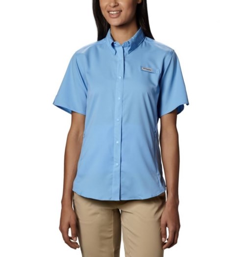 Women's Columbia PFG Tamiami II Short Sleeve Shirts Blue | CA-H805A