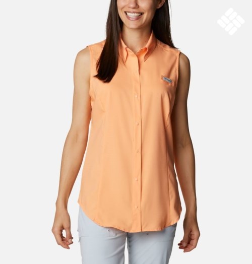 Women's Columbia PFG Tamiami Sleeveless Shirts Orange | CA-H5A03