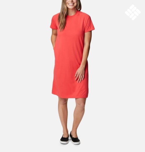 Women's Columbia PFG Tidal Tee Dress Red | CA-U8A40