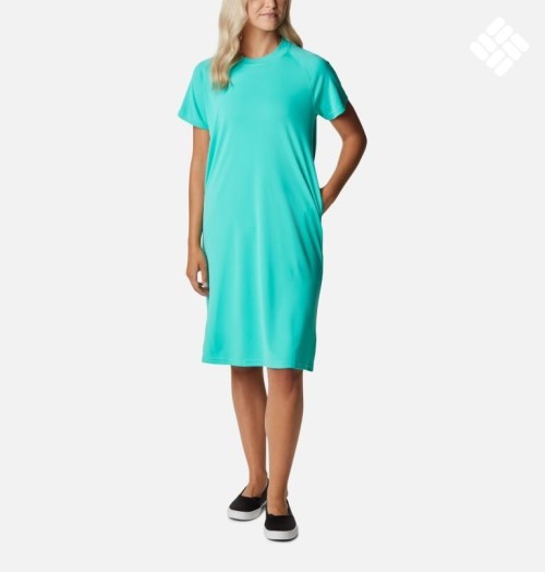 Women's Columbia PFG Tidal Tee Dress Turquoise | CA-I58LC