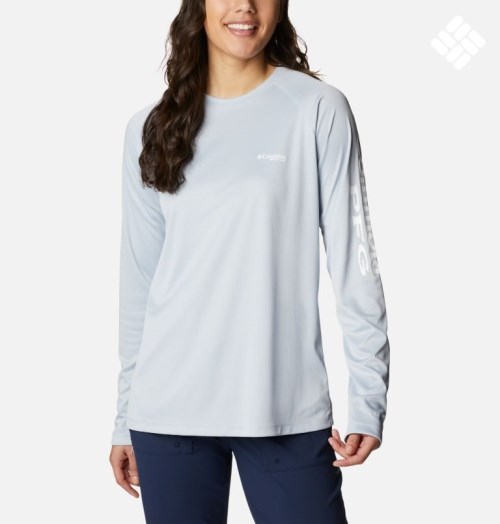 Women's Columbia PFG Tidal Tee Heather Long Sleeve Sweatshirts Light Grey | CA-S645L