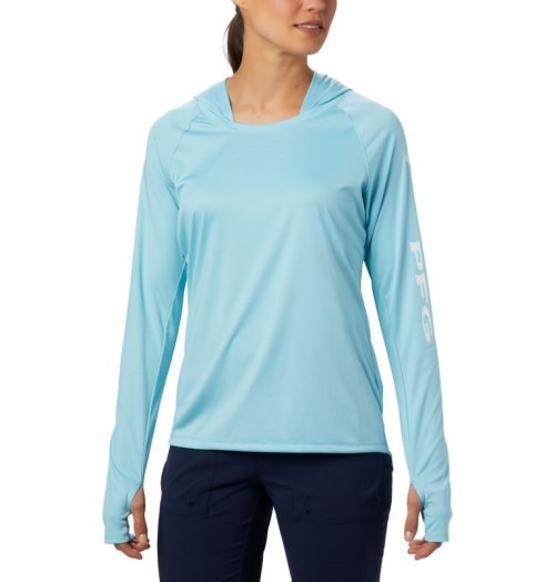 Women's Columbia PFG Tidal Tee Hoodie Blue | CA-Y438L