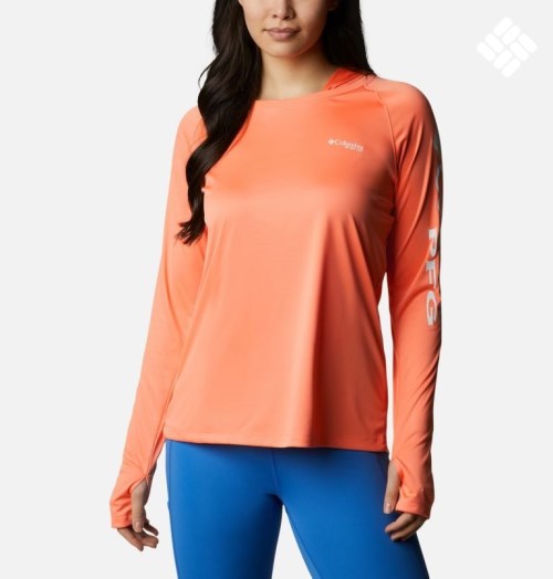 Women's Columbia PFG Tidal Tee Hoodie Orange | CA-O8CAL