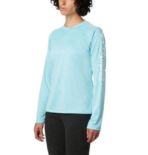 Women's Columbia PFG Tidal Tee II Long Sleeve Sweatshirts Turquoise | CA-Z1436