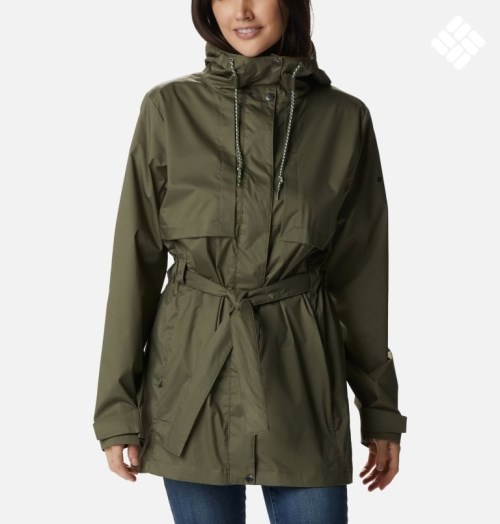 Women's Columbia Pardon My Trench Rain Jackets Olive | CA-AL5C6