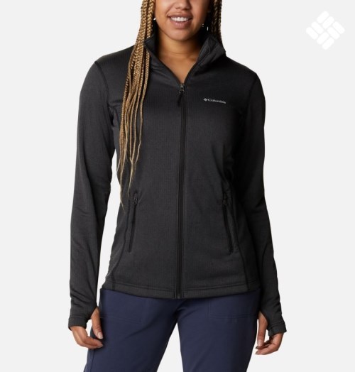 Women's Columbia Park View Grid Full Zip Fleece Jackets Black | CA-DC140