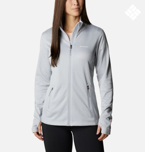 Women's Columbia Park View Grid Full Zip Fleece Jackets Light Grey | CA-N84L0