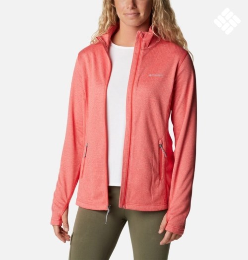 Women's Columbia Park View Grid Full Zip Fleece Jackets Coral | CA-Z304C