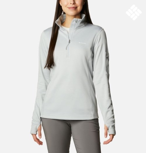 Women's Columbia Park View Grid Half Zip Fleece Sweatshirts Grey | CA-H6813