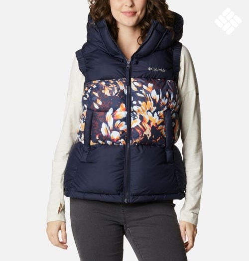 Women's Columbia Pike Lake II Insulated Vests Navy / Flower | CA-I86CA