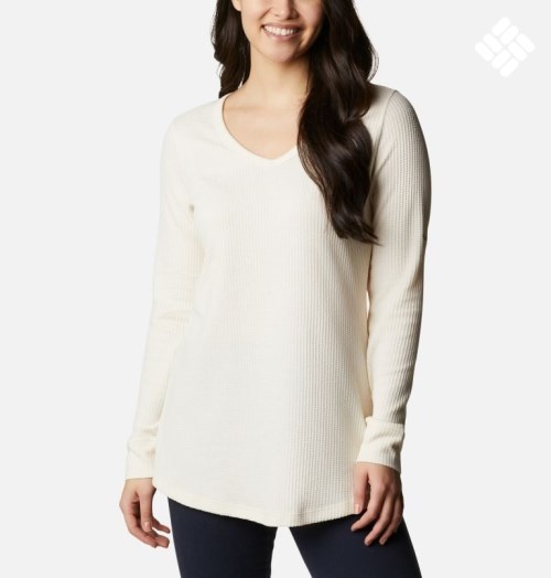 Women's Columbia Pine Peak Long Sleeve Thermal Tunic Sweatshirts Cream | CA-RA83C