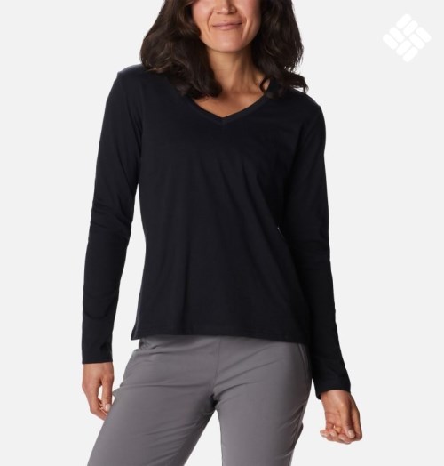 Women's Columbia Sapphire Point Long Sleeve Sweatshirts Black | CA-B681C