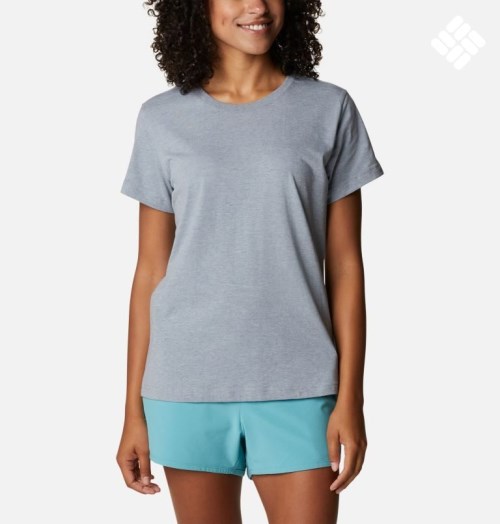 Women's Columbia Sapphire Point Short Sleeve T Shirts Grey | CA-B58CL