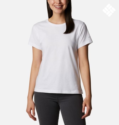 Women's Columbia Sapphire Point Short Sleeve T Shirts White | CA-CA8C6